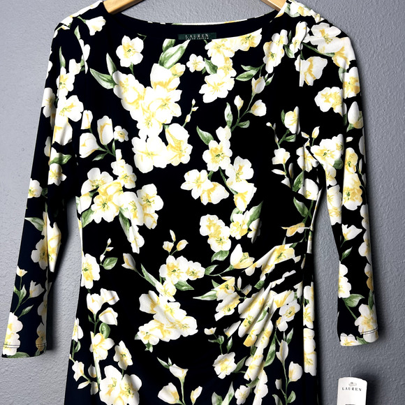 NWT Ralph Lauren Women's Size 10 Holiday All Over Floral Rouched Bodycon Dress - Picture 2 of 16